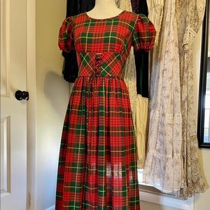 Tartan prairie dress under-bust corset
